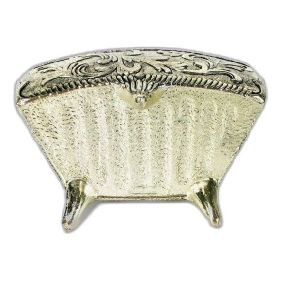 Vintage Silver and Porcelain Hand Painted Velvet Lined Jewelry Box Made Japan - Picture 11 of 12